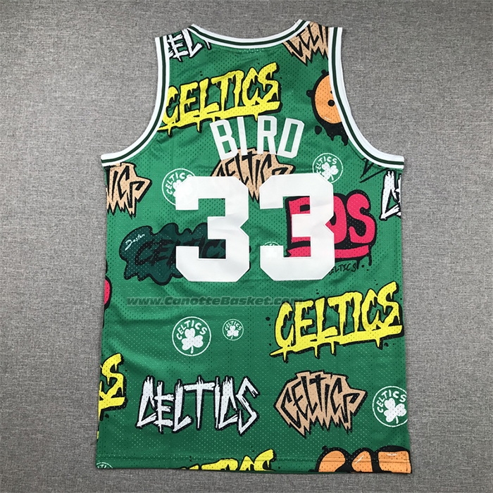 Maglia Boston Celtics Larry Bird #33 Slap Sticker Mitchell & Ness 1985-86 Verde